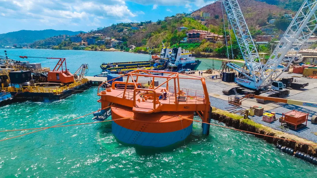 Capital Signal's port facility and shore base at Carenage, Trinidad, from the air